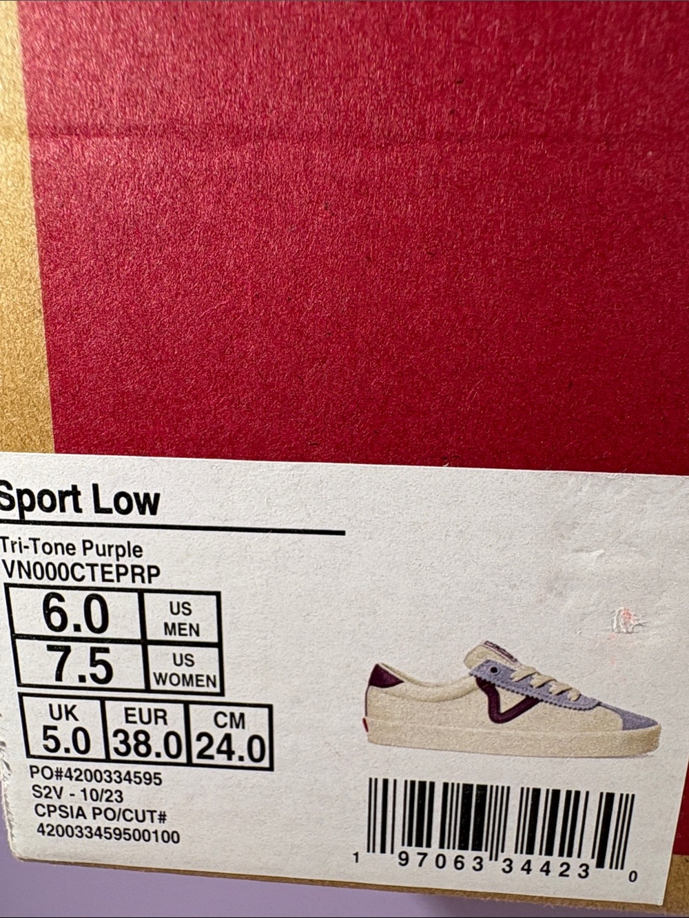 NWT Vans Sport Tri-Tone Purple Sneakers Women’s 7.5 - Picture 8 of 10